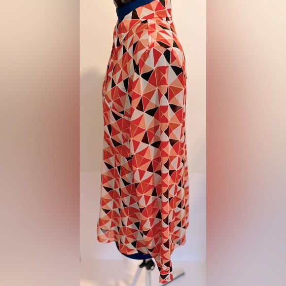 LIZ CLAIBORNE SHEER GEOMETRIC PRINT BUTTON DOWN BLOUSE WOMEN’S SZ L - Picture 3 of 7